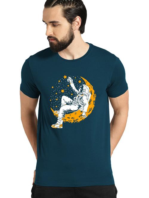 blue cotton blend front print tshirt - 21064534 - Very Small Image - 1