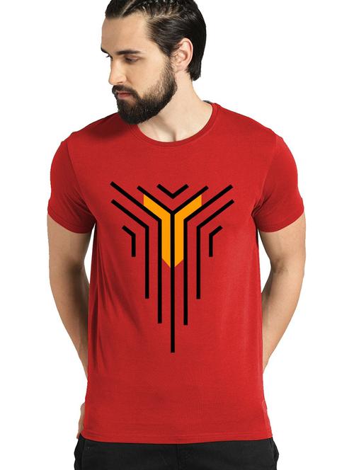 red cotton blend front print tshirt - 21064559 - Very Small Image - 1
