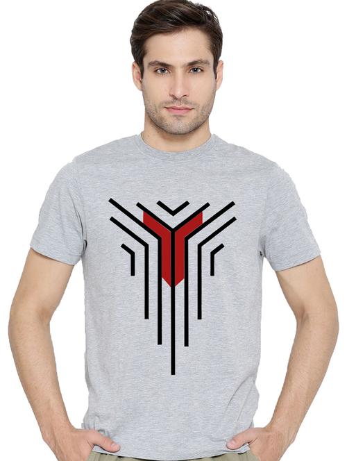 men round neck front print t-shirt - 21064567 - Very Small Image - 1