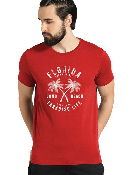 men round neck front print t-shirt - 21064642 - Very Small Image - 1