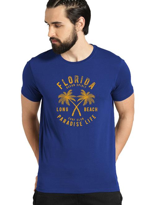 blue cotton blend front print tshirt - 21064643 - Very Small Image - 1