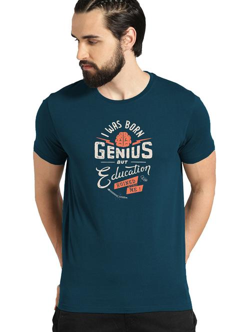blue cotton blend front print tshirt - 21064683 - Very Small Image - 1