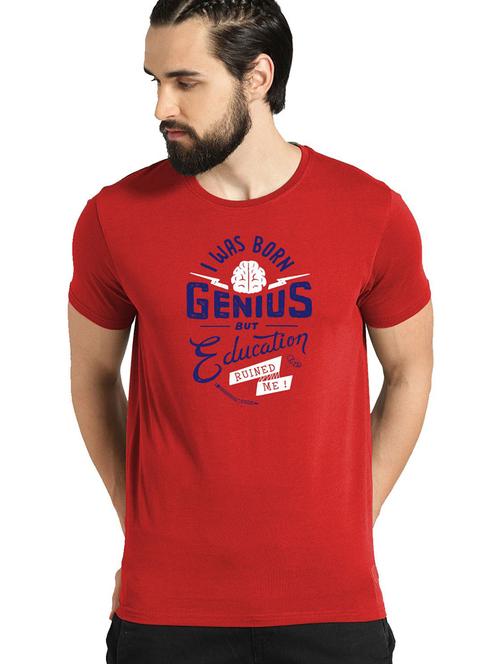 red cotton blend front print tshirt - 21064684 - Very Small Image - 1