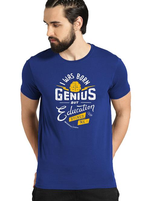 blue cotton blend front print tshirt - 21064685 - Very Small Image - 1