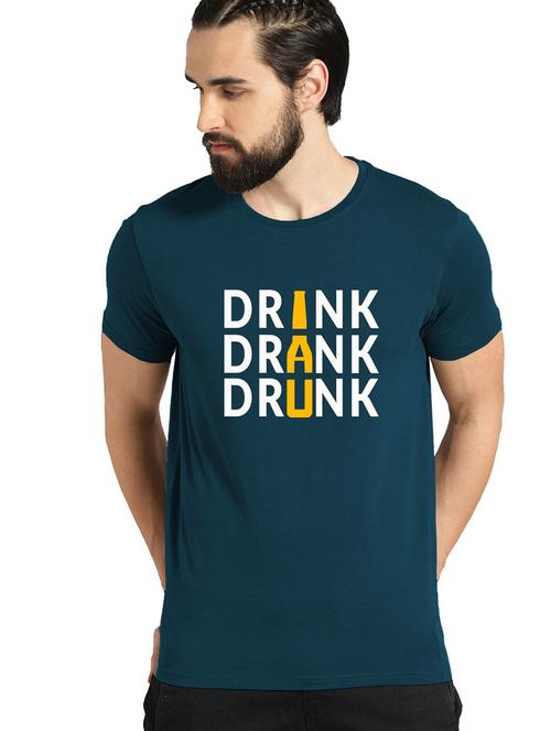blue cotton blend front print tshirt - 21064710 - Very Small Image - 1