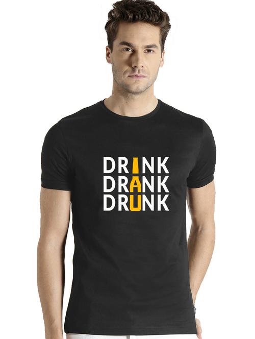 black cotton blend front print tshirt - 21064721 - Very Small Image - 1