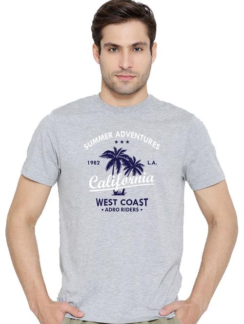 grey front printed casual t-shirt - 21064789 - Very Small Image - 1