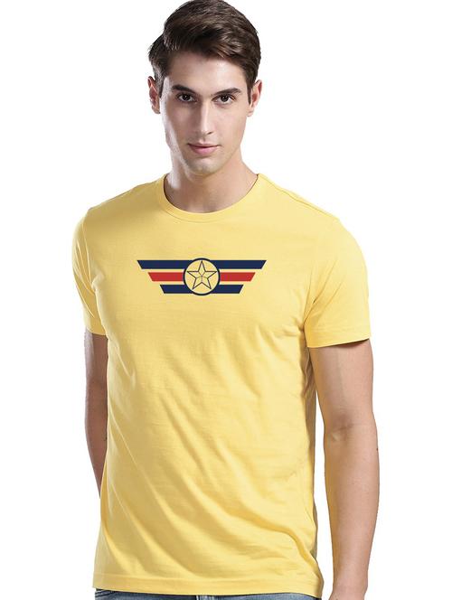 yellow cotton blend front print tshirt - 21064799 - Very Small Image - 1