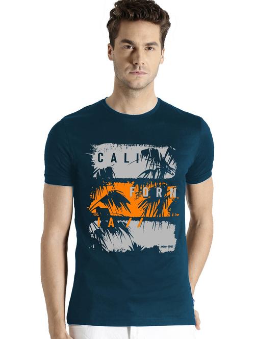 men round neck front print t-shirt - 21064803 - Very Small Image - 1