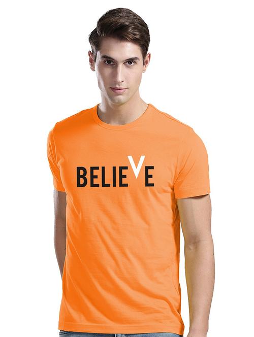 orange cotton blend solid t-shirt - 21064819 - Very Small Image - 1
