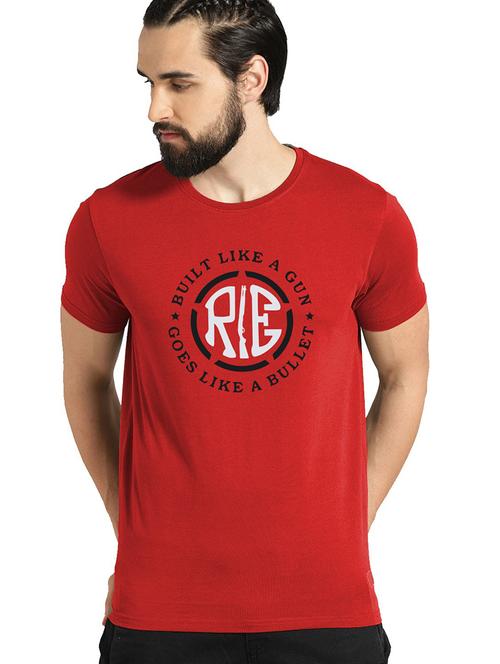 men round neck front print regular t-shirt - 21064832 - Very Small Image - 1