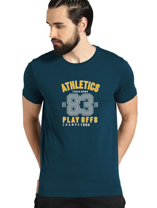 blue cotton blend chest print tshirt - 21064873 - Very Small Image - 1