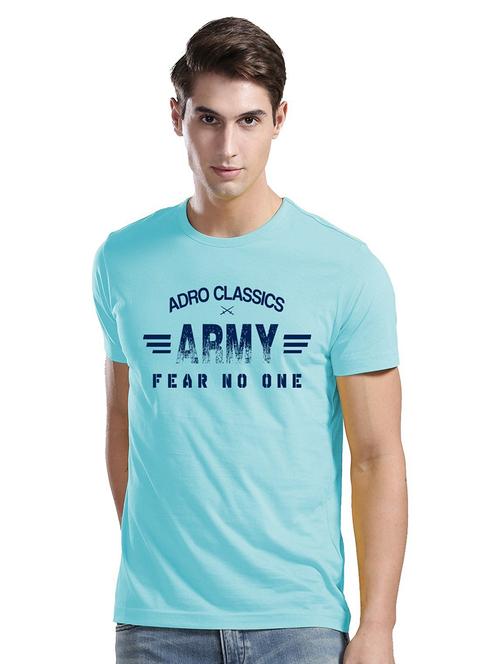 blue cotton blend front print t-shirt - 21064894 - Very Small Image - 1
