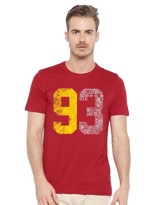men round neck front print t-shirt - 21064906 - Very Small Image - 1