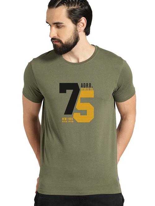 olive cotton blend chest print tshirt - 21064921 - Very Small Image - 1