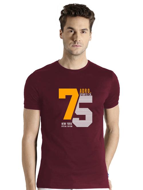 men round neck front print regular t-shirt - 21064924 - Very Small Image - 1