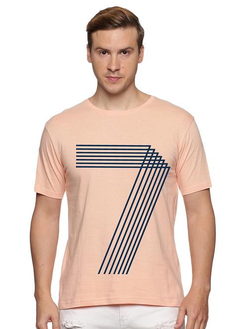 orange front printed round neck t-shirt - 21065065 - Very Small Image - 1