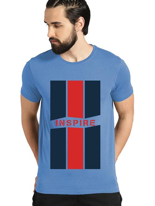 light blue front printed casual t-shirt - 21065123 - Very Small Image - 1