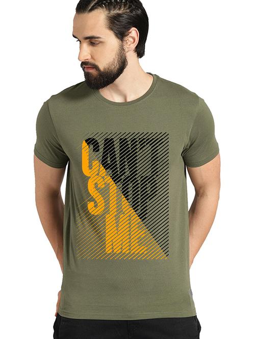 olive front printed casual t-shirt - 21065140 - Very Small Image - 1