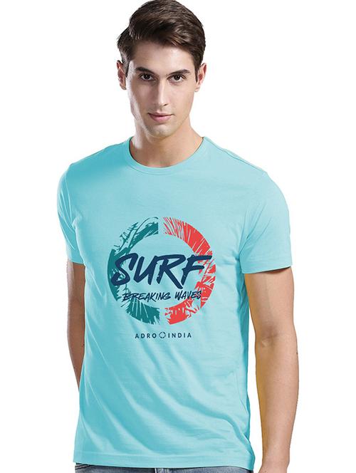 light blue front printed casual t-shirt - 21065196 - Very Small Image - 1