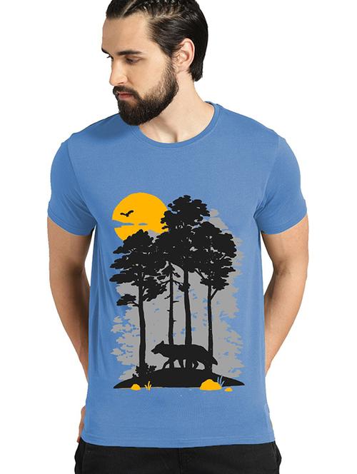 light blue cotton blend front print tshirt - 21065201 - Very Small Image - 1