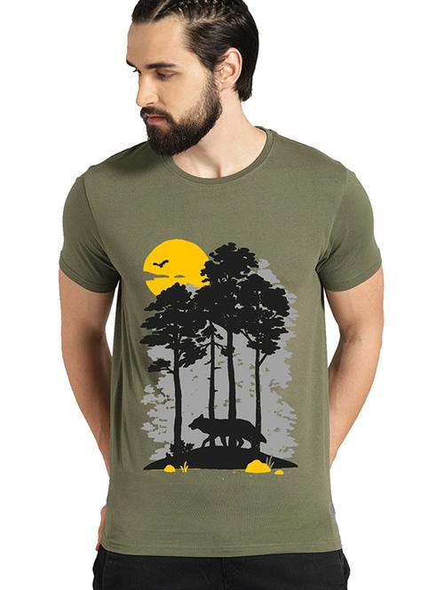 men round neck front print t-shirt - 21065205 - Very Small Image - 1