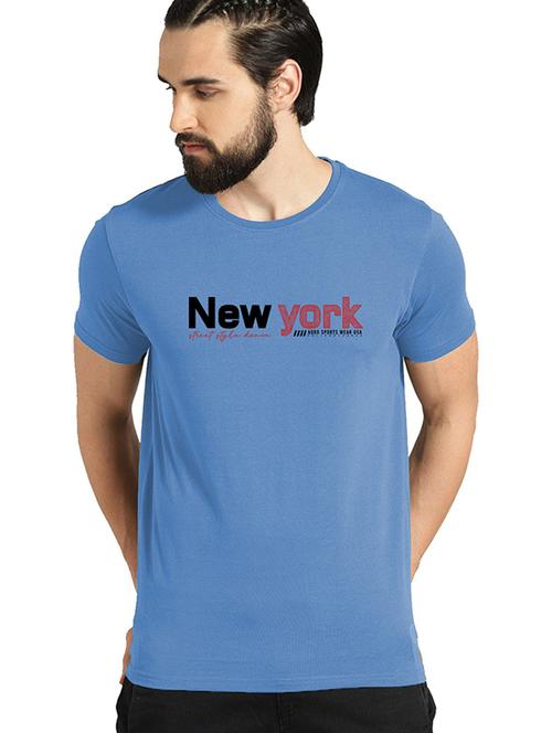 light blue cotton blend front print tshirt - 21065240 - Very Small Image - 1