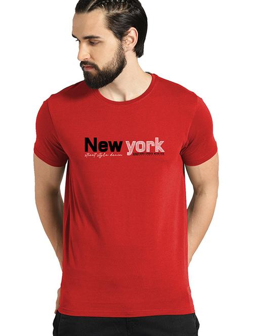 red cotton blend front print tshirt - 21065242 - Very Small Image - 1