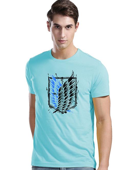light blue cotton blend front print t-shirt - 21065261 - Very Small Image - 1