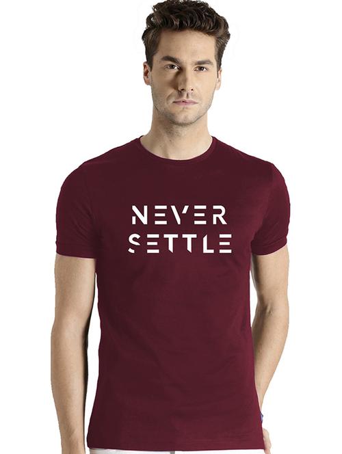 maroon cotton blend front print tshirt - 21065286 - Very Small Image - 1
