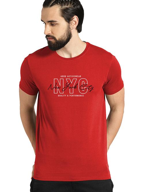 red cotton blend front print tshirt - 21065294 - Very Small Image - 1
