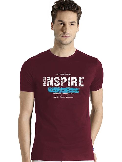 maroon chest printed casual t-shirt - 21065339 - Very Small Image - 1