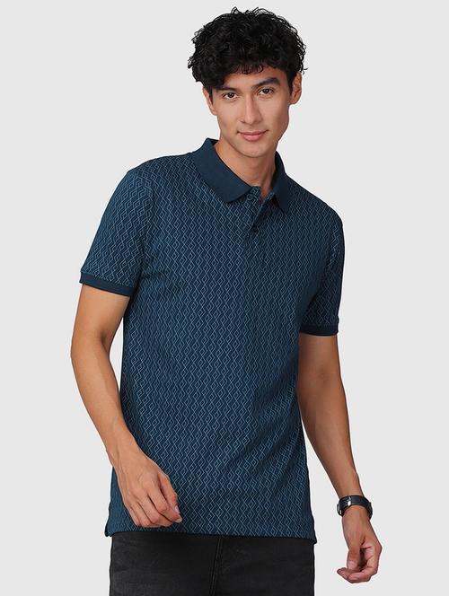blue cotton blend all over print t-shirt - 21065409 - Very Small Image - 1