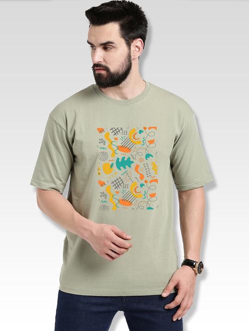 olive cotton blend front print tshirt - 21065459 - Very Small Image - 1