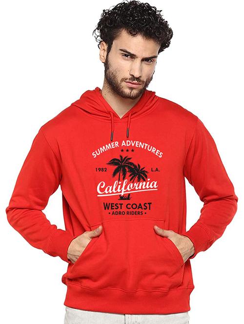 red front printed hooded sweatshirt - 21065612 - Very Small Image - 1