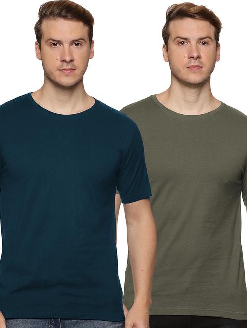 men round neck plain t-shirt combo - 21065719 - Very Small Image - 1