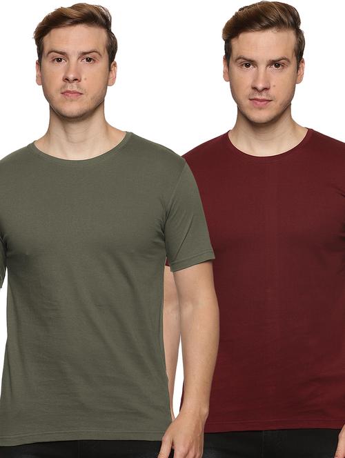 men round neck solid set of 2 plain t-shirt - 21065721 - Very Small Image - 1