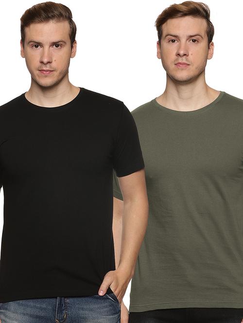 men round neck plain t-shirts combo - 21065746 - Very Small Image - 1