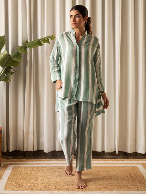 women striped muslin co-ord set - 21065751 - Very Small Image - 1