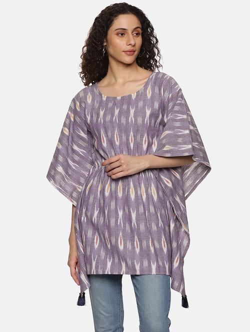 women purple printed kaftan detailed tunic - 21066232 - Very Small Image - 1