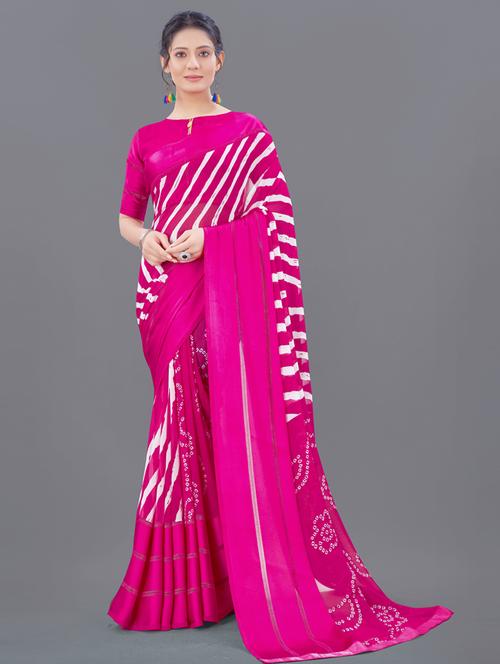 pink printed saree - 21066375 - Very Small Image - 1