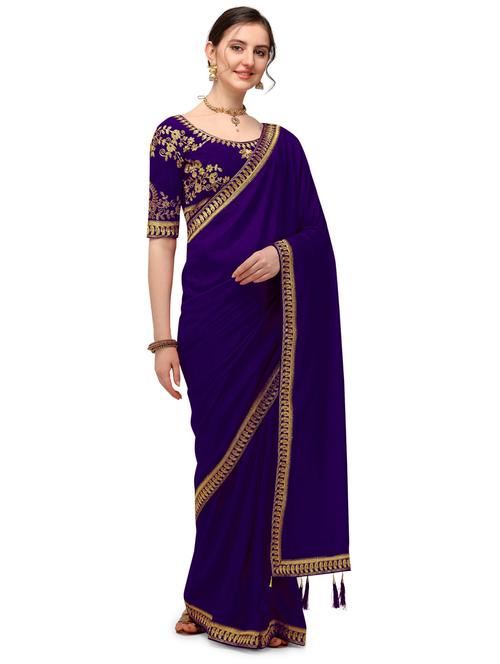 women solid with bordered saree - 21066477 - Very Small Image - 1