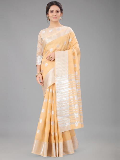 women peach self design handloom saree - 21066612 - Very Small Image - 1
