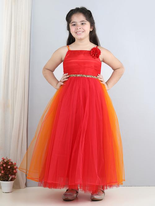 girls square neck net frocks - 21067321 - Very Small Image - 1