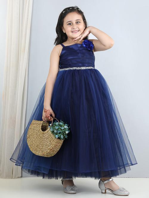 girls solid navy blue frock - 21067323 - Very Small Image - 1
