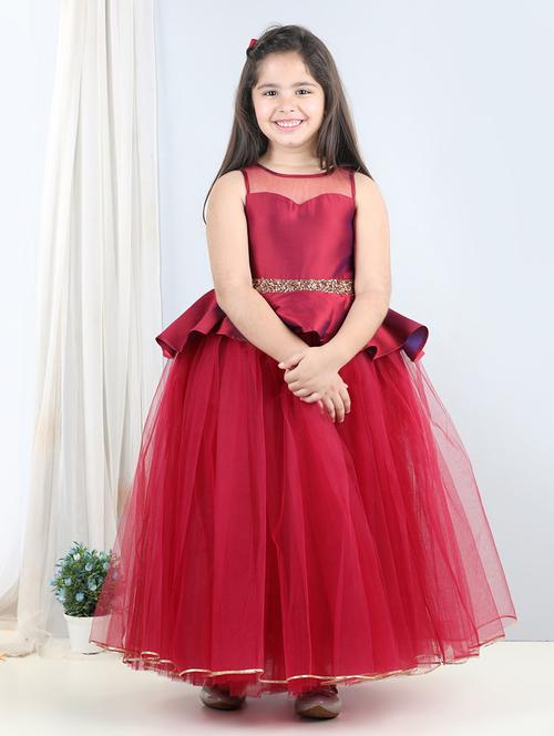 girls round neck net frock - 21067359 - Very Small Image - 1