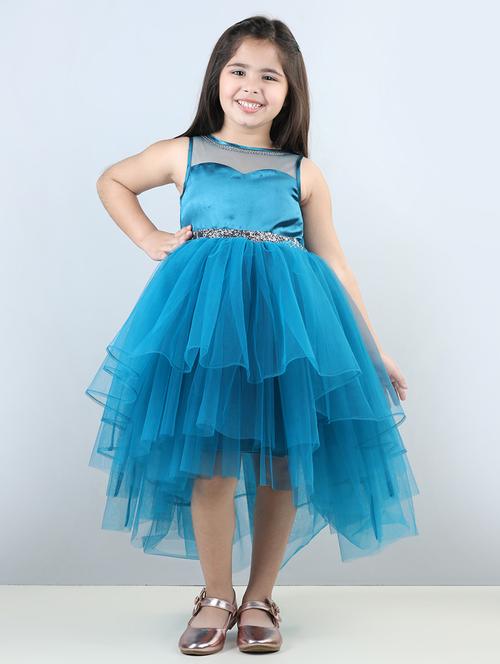 kids blue sequins detailed frock - 21067468 - Very Small Image - 1