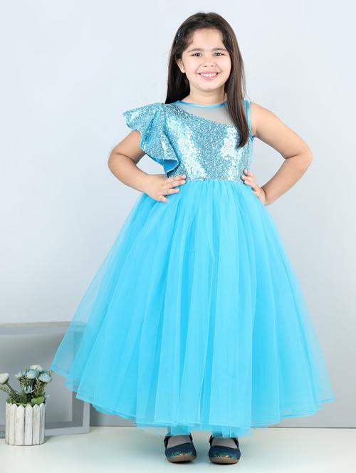 girls light blue sequins detailed frock - 21067512 - Very Small Image - 1