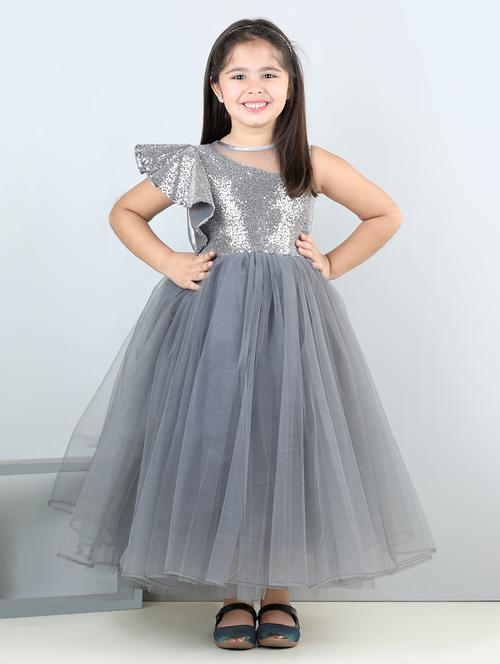 girls grey sequins detailed frock - 21067517 - Very Small Image - 1