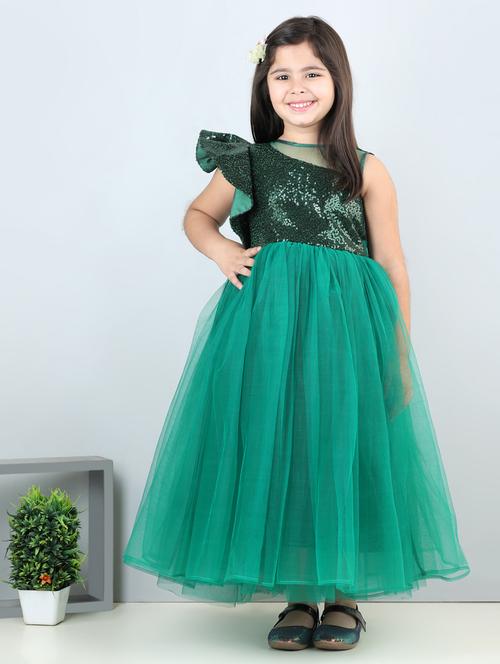 girls round neck net frock - 21067518 - Very Small Image - 1